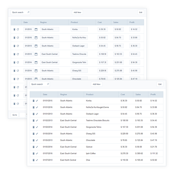 Editable Grid forms