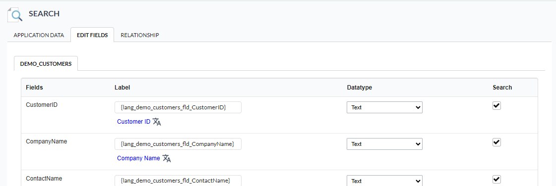 List of fields in the grid creation process
