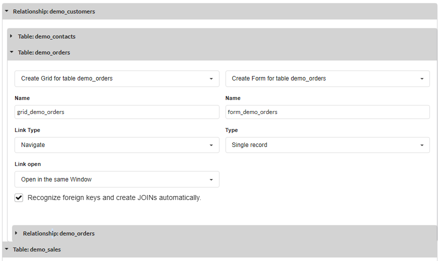 Additional applications creation screen
