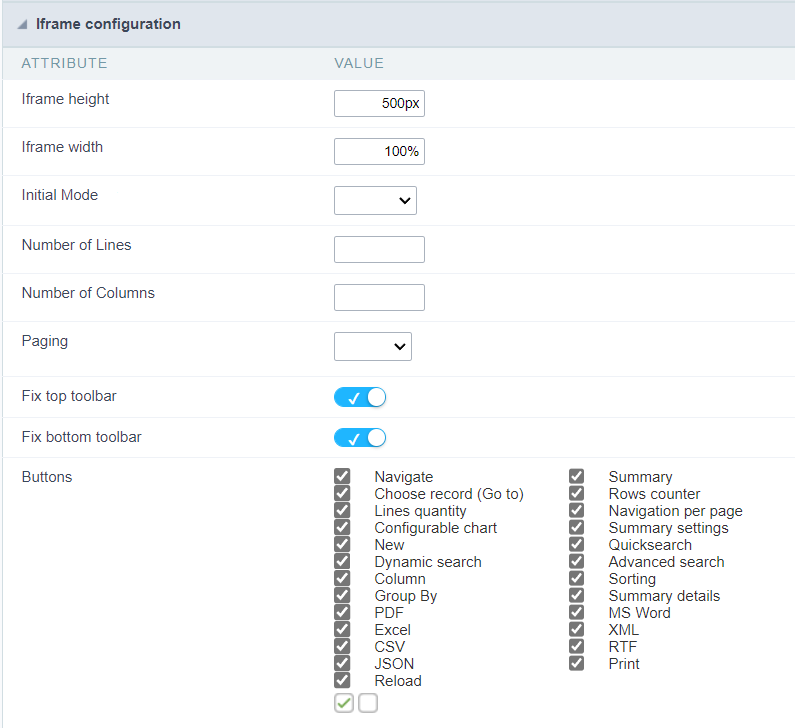 Nested Grid settings attributes block