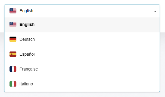 Idiomas disponíveis na interface do Scriptcase