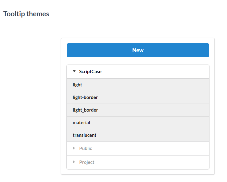 Tooltip theme list