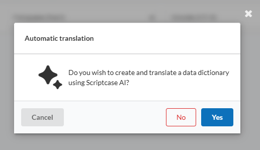 Screen for defining whether automatic translation will be performed