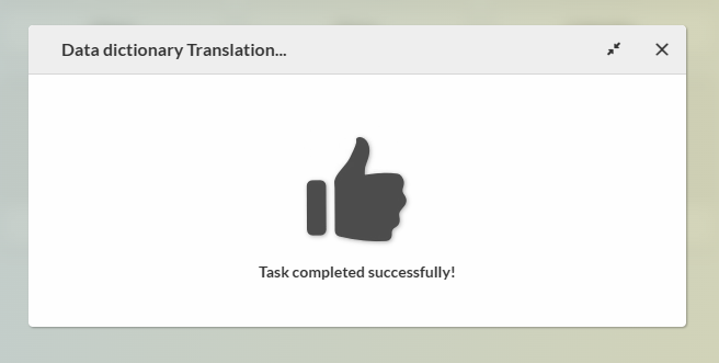 Automatic translation completion screen