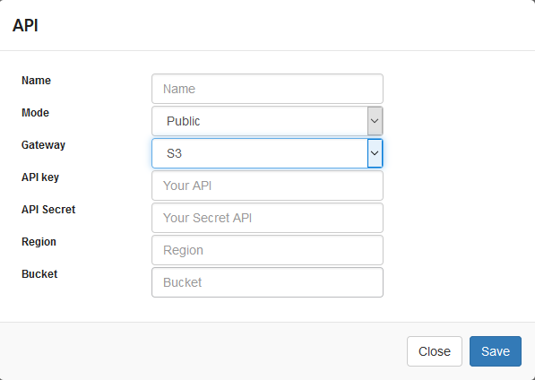 Amazon S3 API Configuration