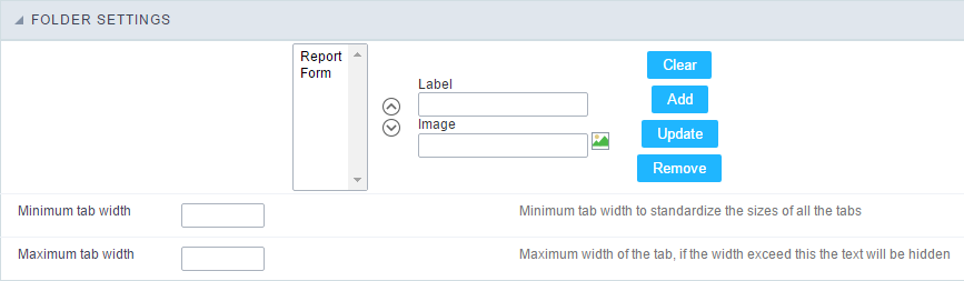 Folder Settings Interface.