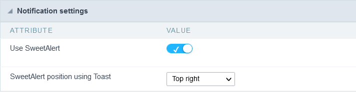 menu configuration interface