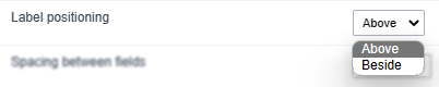 Label positioning attribute of grouped fields