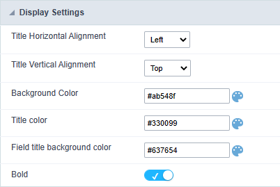 Field grouping general configuration screen