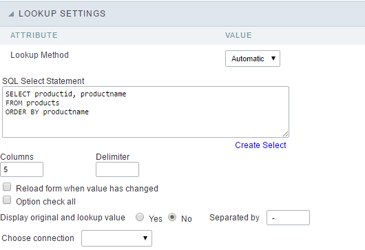 checkbox scriptcase