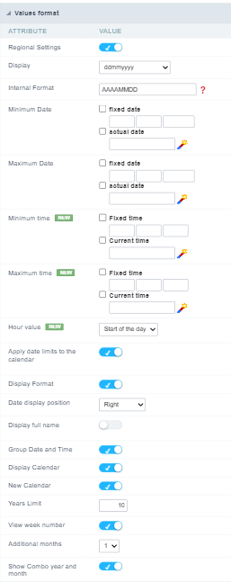 Format of Values with Regional Settings.