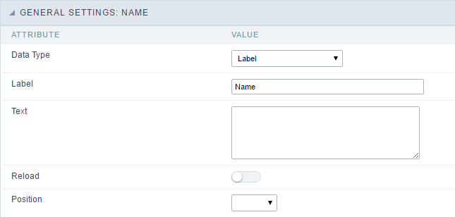 Label field Configuration Interface.