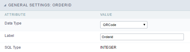 QRCODE field Configuration Interface.