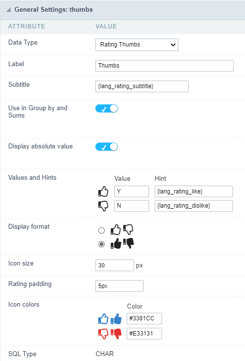 General settings ratingsmile grid