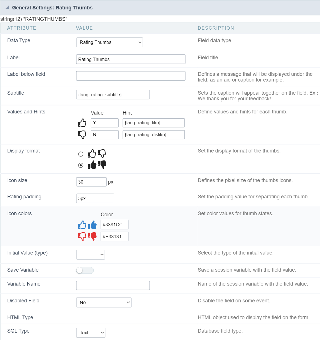 configuração geral ratingsmile form