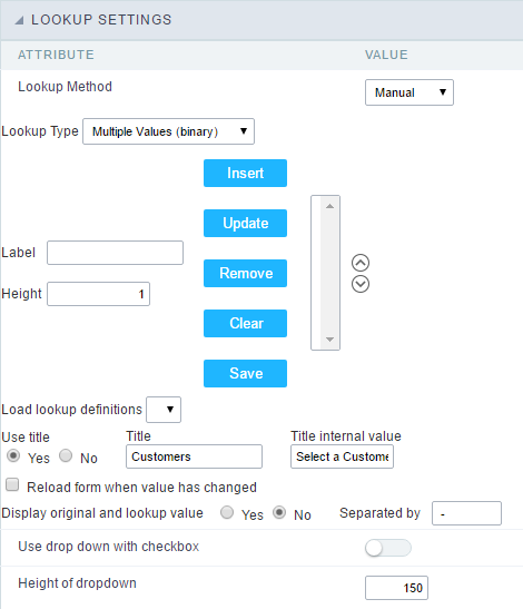 Manual Edit Lookup Configuration Interface