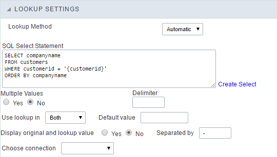 Automatic Lookup Interface.