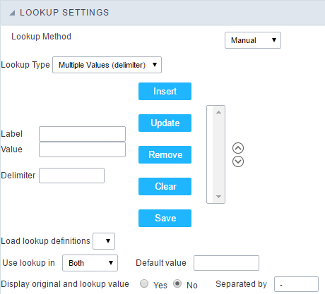 Manual Lookup Interface.