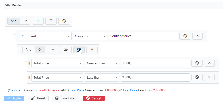 Fields with the disable button