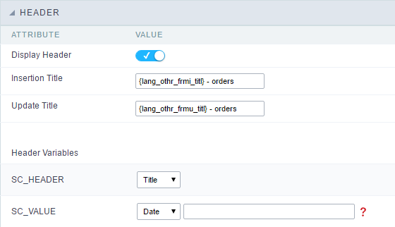 Summary Header Setting