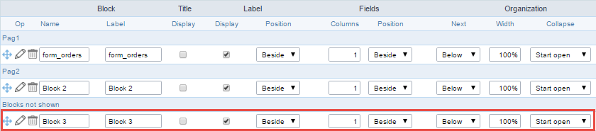 Application Block Display configuration