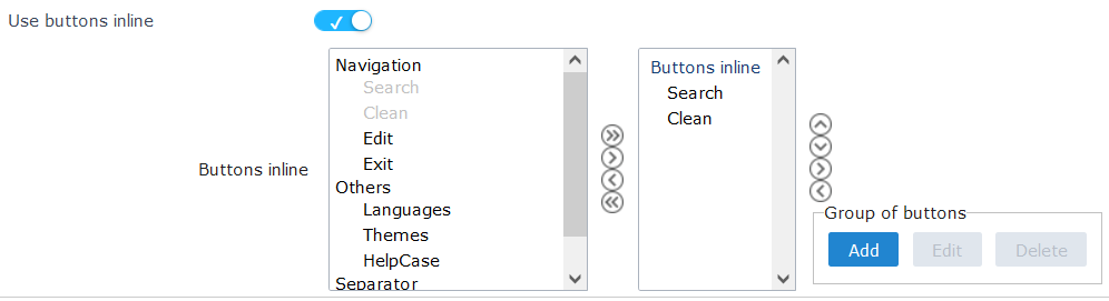 Inline Buttons settings.