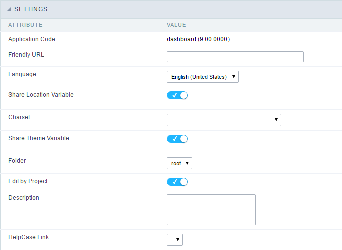 Settings interface.