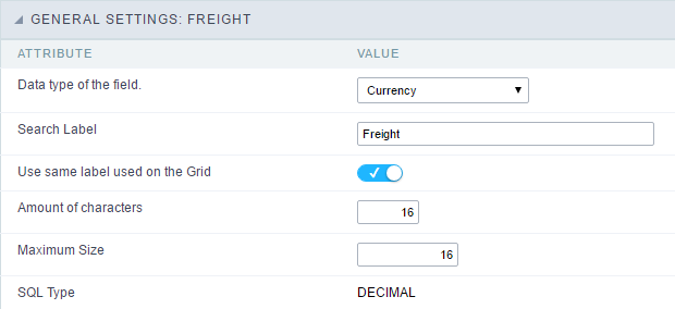 Currency field Configuration Interface.