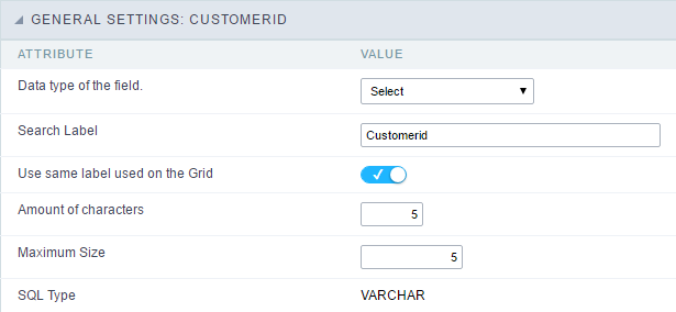 Select field Configuration Interface.