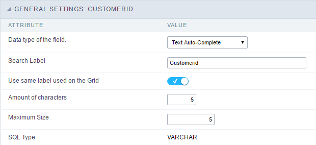 Text Auto-Complete field Configuration Interface.