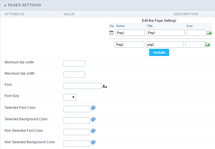 Pages(available only in the Form, Control and Search applications) configuration Interface.