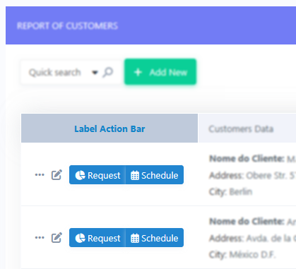 Exemplo da consulta com label na barra de ações