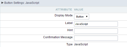 Setting up the Button Display mode for the javascript button.