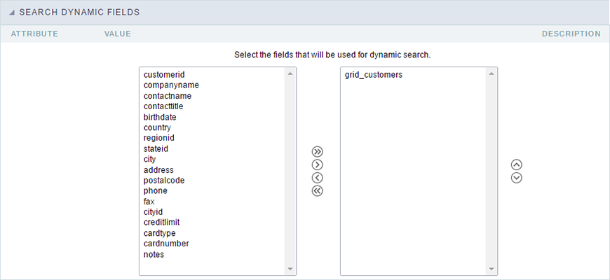 Dynamic Search Field Selection.