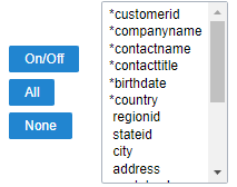 Sorting Fields Selection Configuration.