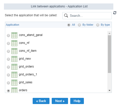 Grid application selection.