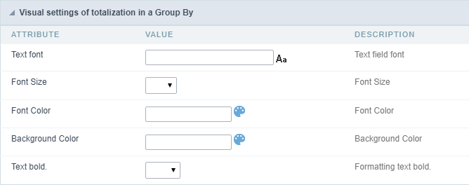 Totals setting options