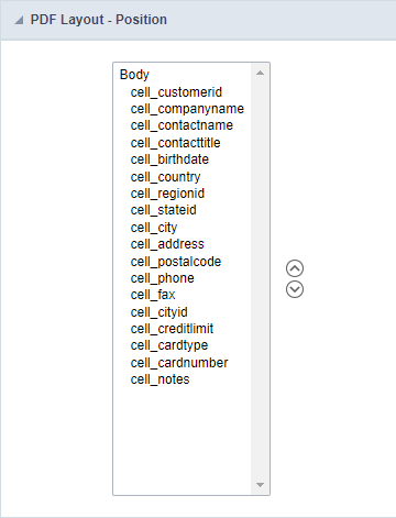 Configuration interface of the PDF fields placement.