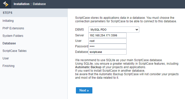 Default database change