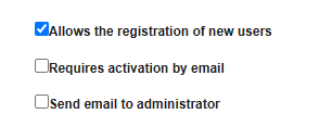 New users creation settings