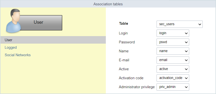 Table association screen