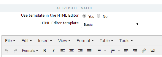 Default Values – HTML Editor