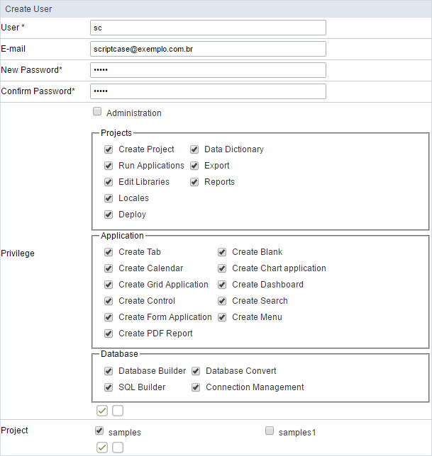 Adding a user to ScriptCase