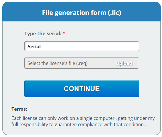Walkthrough for the offline registration file request