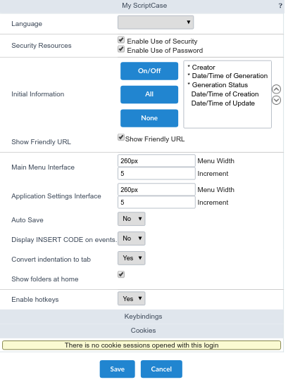 Interface for Configuring ScriptCase way of use