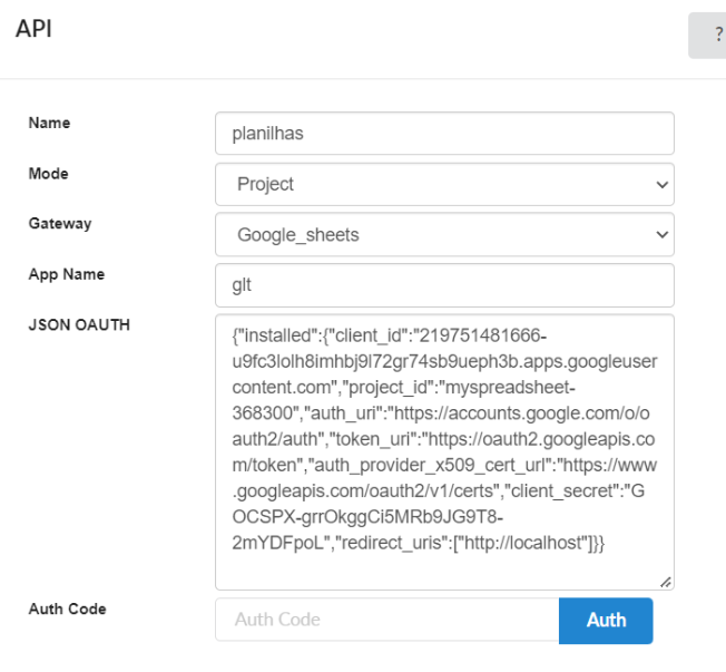 Api google sheets