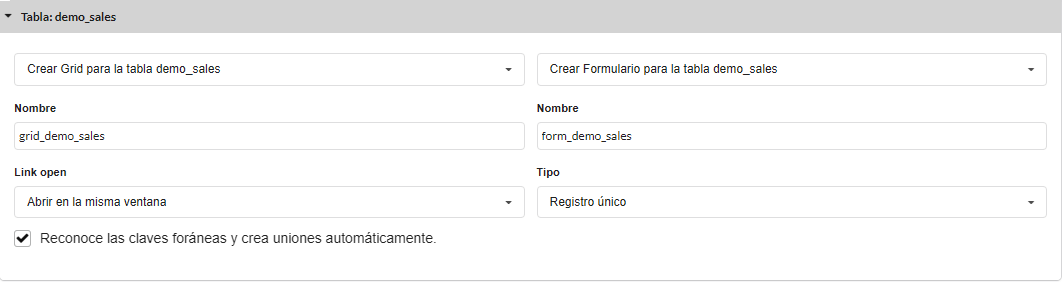 Pantalla de creación de aplicaciones adicionales