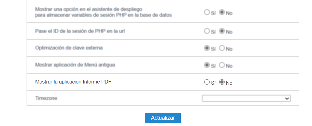 Habilitar la aplicación antigua