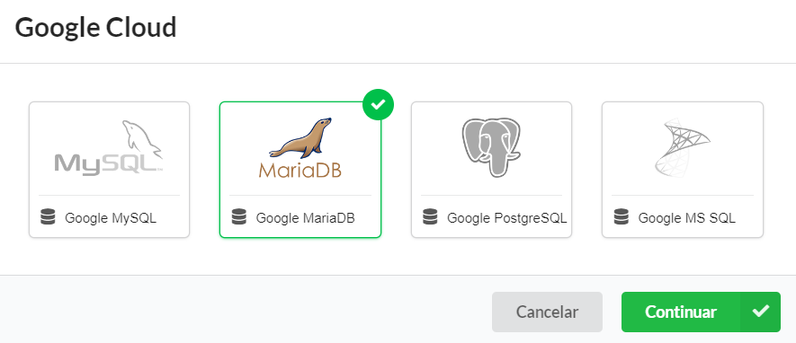 Selección de la base de datos