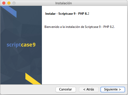 Pantalla de bienvenida de la instalación